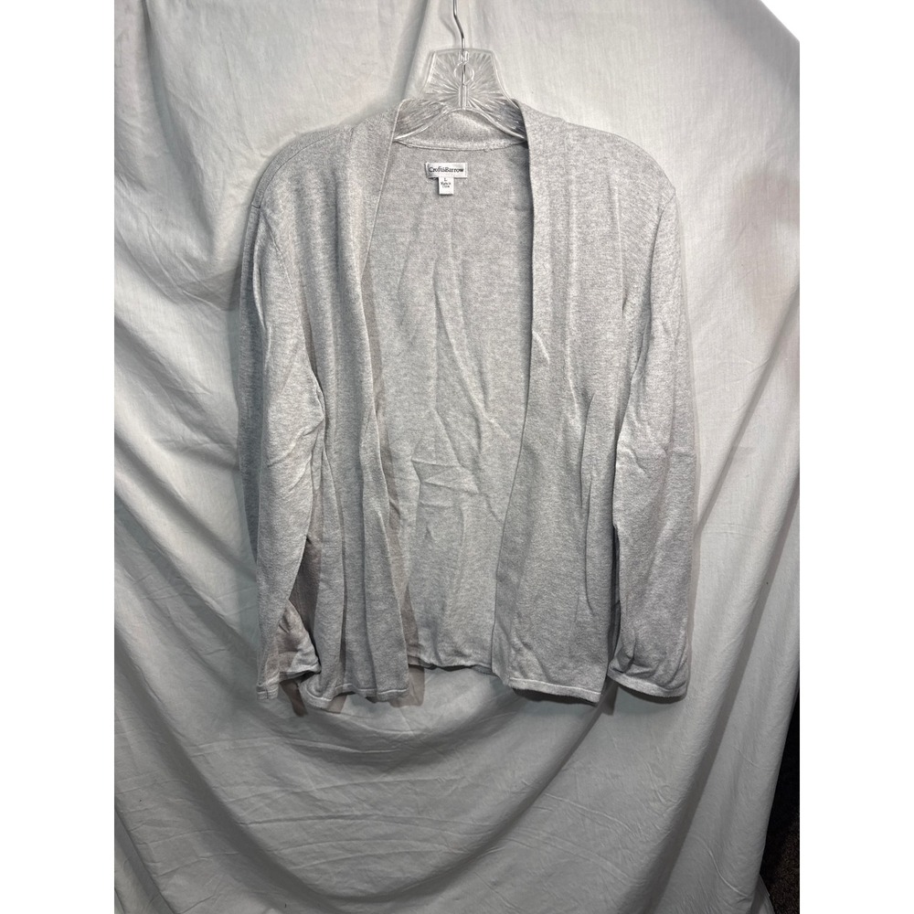 Crofts & Barrow Womens Cardigan Sweater Light Gray Long Sleeve Open Front Size L